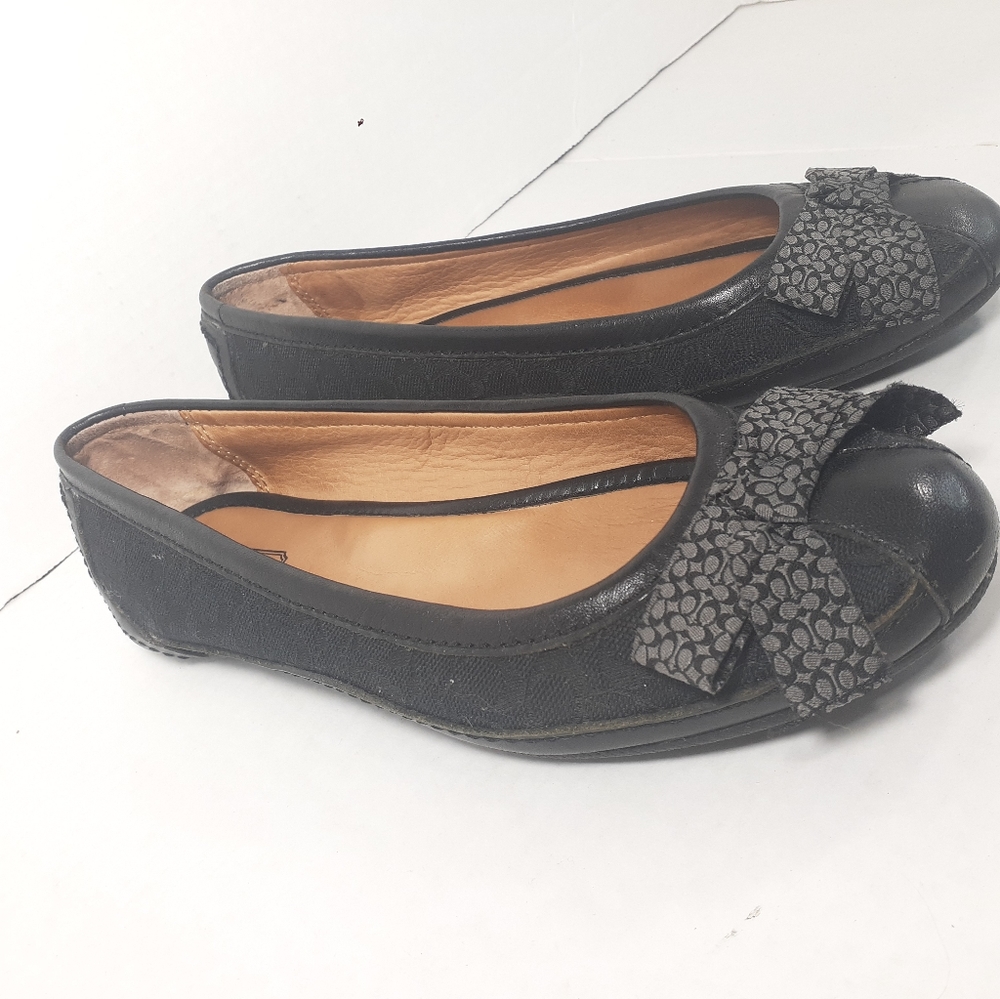 Coach Signature C Black Ballerina Flats Sz 8